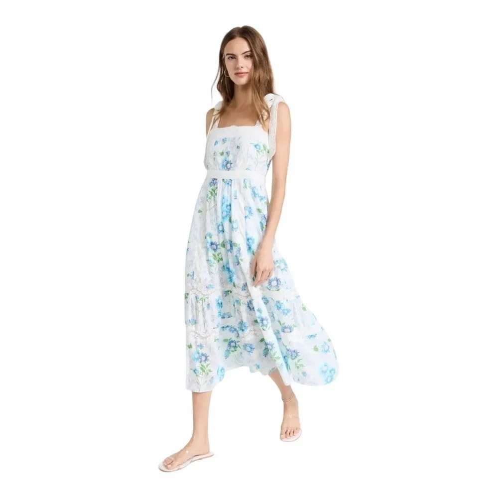 LoveShackFancy Ayala Dress in Blueberry Cloud - Picture 2 of 12